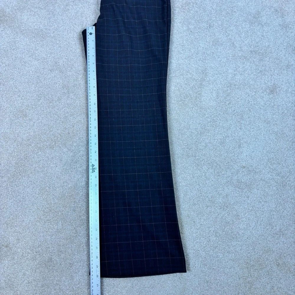 Vtg Mandee Womens Plaid Dress Pants Gray Grid Mid Rise Flare Leg Trousers Sz‎ 11